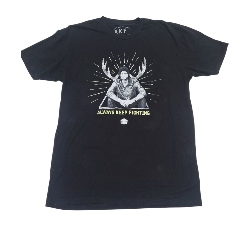 AKF 1st Edition Jared Padalecki Black Graphic T-Shirt, Moose, Size Large